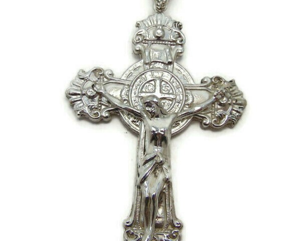 St. Benedict Crucifix Pendant .925 Sterling Silver.