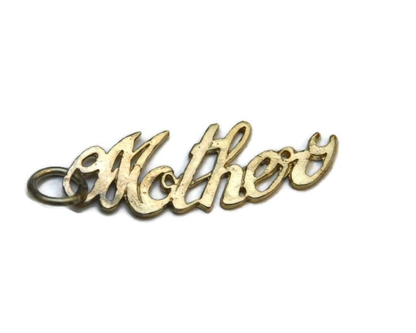 Mother Name Plate 14k Yellow Gold Pendant