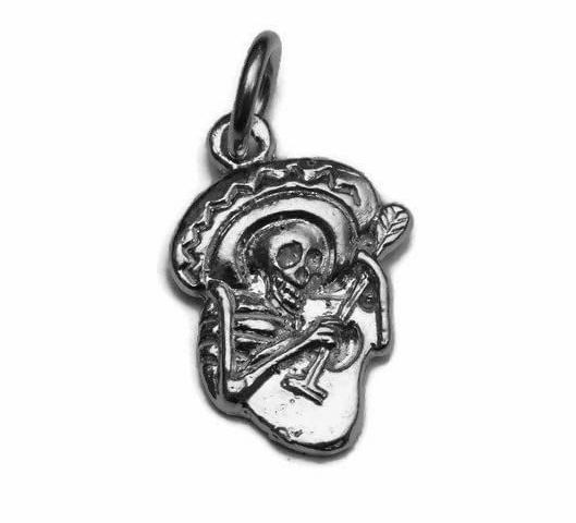 Mariachi Skull Charm Pendant .925 Sterling Silver!!