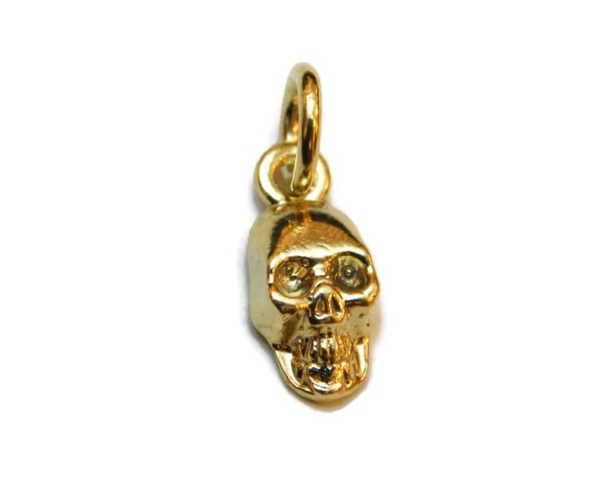 Skull #10 Charm Pendant 14k Yellow Gold