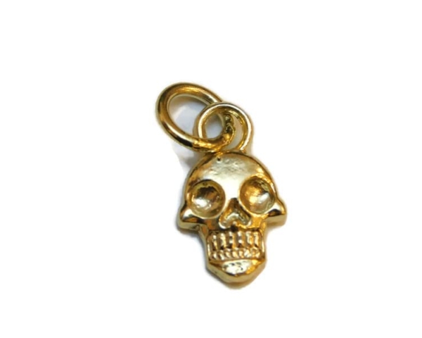 Skull #8 Charm Pendant 14k Yellow Gold