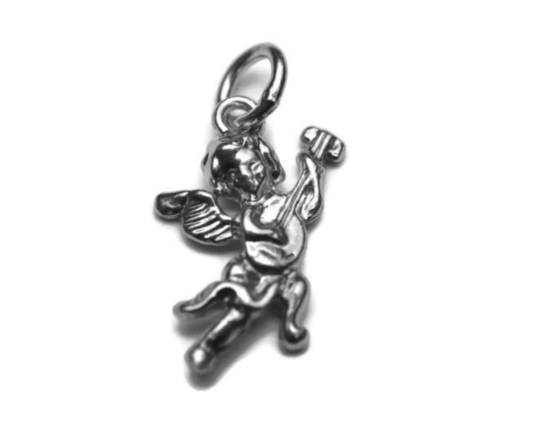 3D Cherub W/Bango Sterling Silver Charm pendant