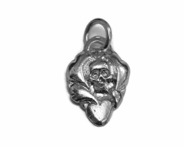 Rose Skull Charm Pendant .925 Sterling Silver