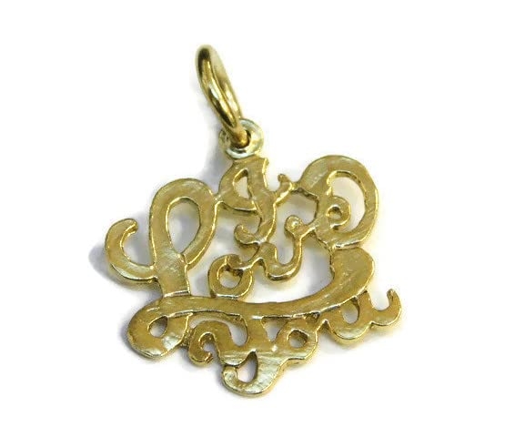 I Love You Charm Pendant 14k Yellow Gold