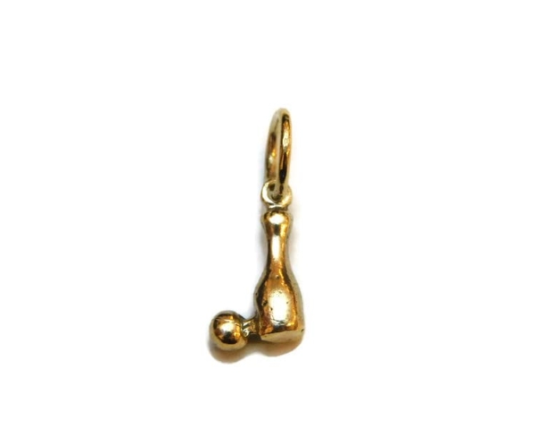 Bowling Ping & Ball Charm Pendant 14k Yellow Gold