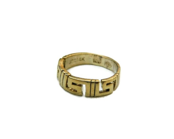 14k Solid Yellow Gold Greek Pattern Band Ring!!