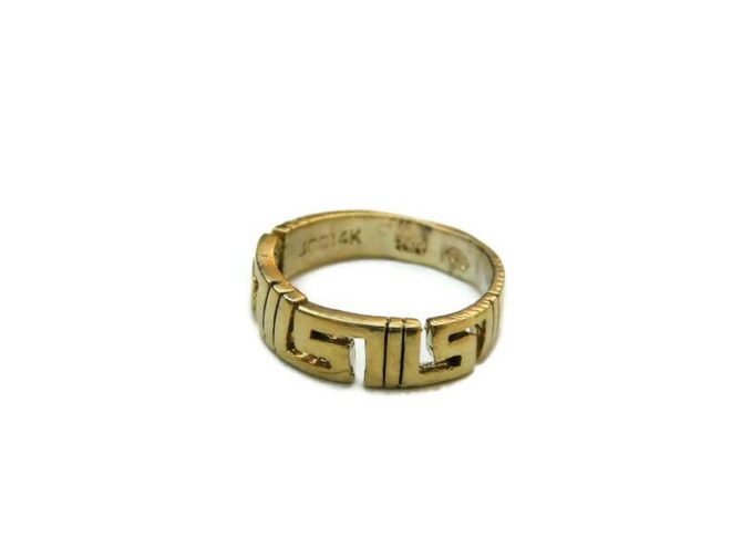 14k Solid Yellow Gold Greek Pattern Band Ring!!