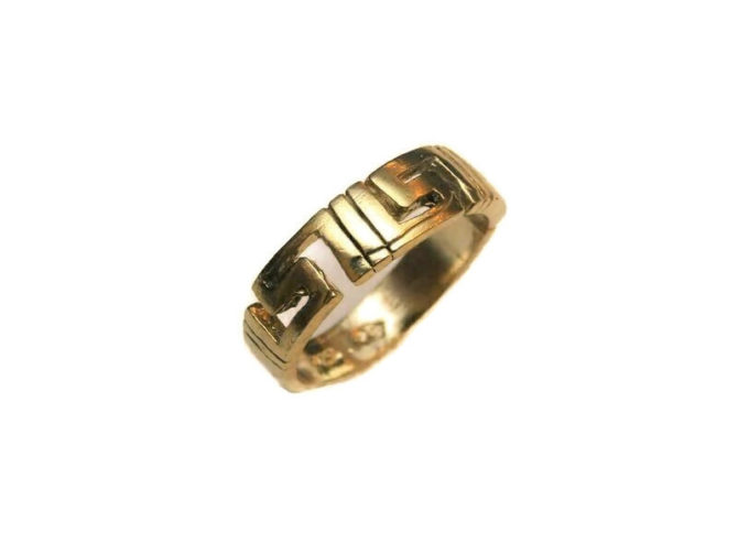 14k Solid Yellow Gold Greek Pattern Band Ring!! - Image 2