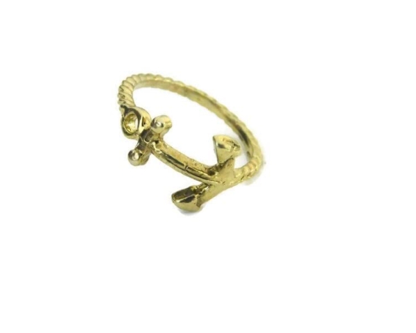 14k Solid Yellow Gold Anchor #5 Ring