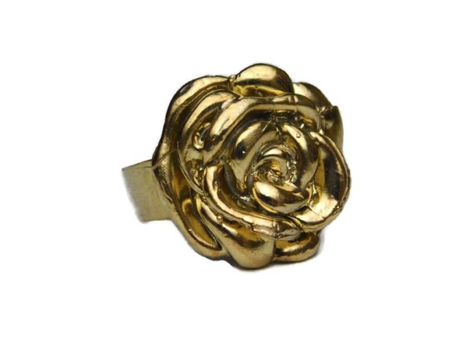 14k Solid Yellow Gold Medium Rose Ring!!