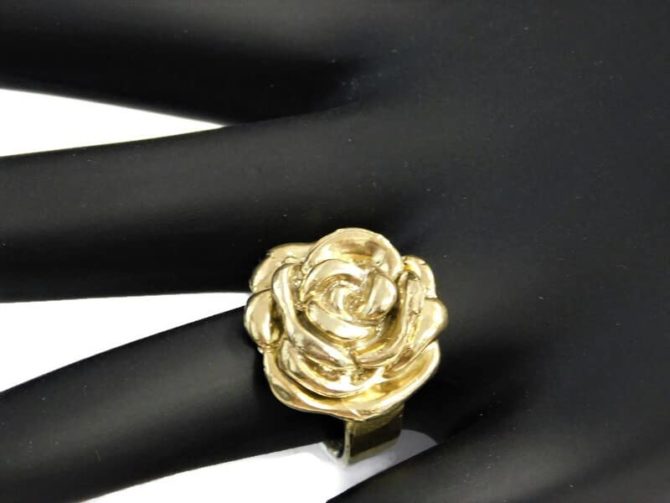 14k Solid Yellow Gold Medium Rose Ring!! - Image 5