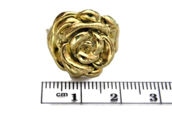 14k Solid Yellow Gold Medium Rose Ring!! - Image 4