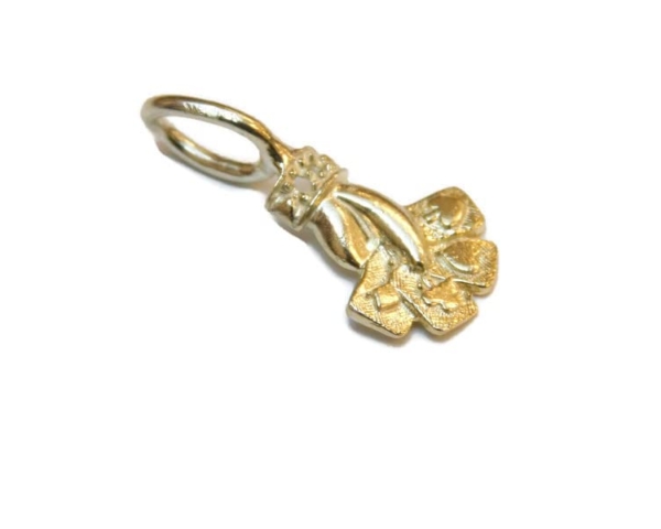 Hand w/4 Cards Charm Pendant 14k Yellow Gold