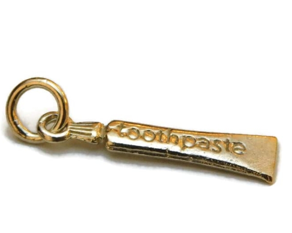 Small Tooth Paste Charm Pendant 14k Yellow Gold