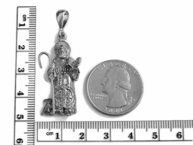 Saint Benedict Figure (San Benito) with Staff Pendant .925 Sterling Silver!! - Image 2