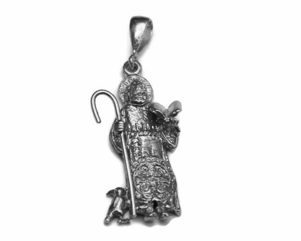 Saint Benedict Figure (San Benito) with Staff Pendant .925 Sterling Silver!!