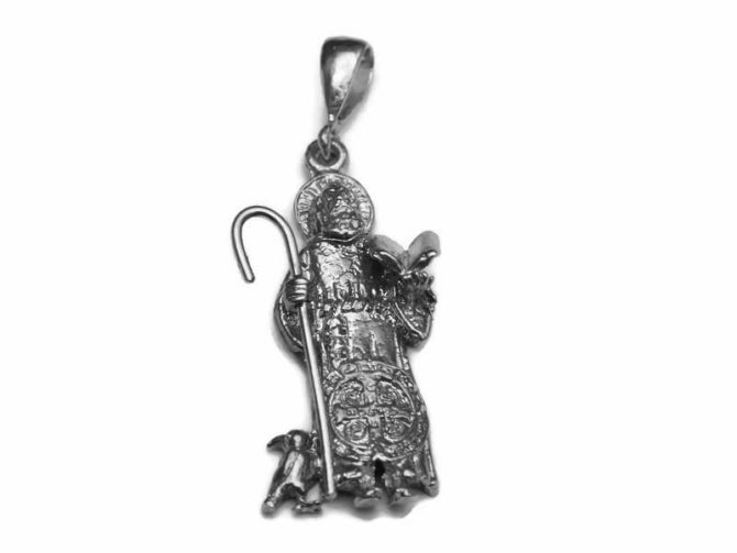 Saint Benedict Figure (San Benito) with Staff Pendant .925 Sterling Silver!!