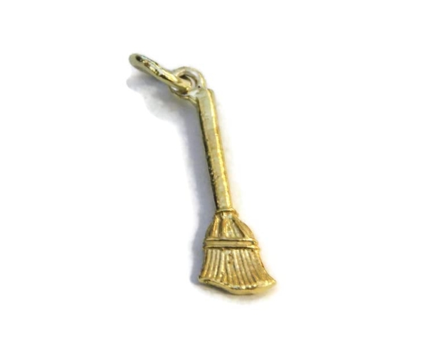 Broom #2 Charm Pendant 14k Yellow Gold