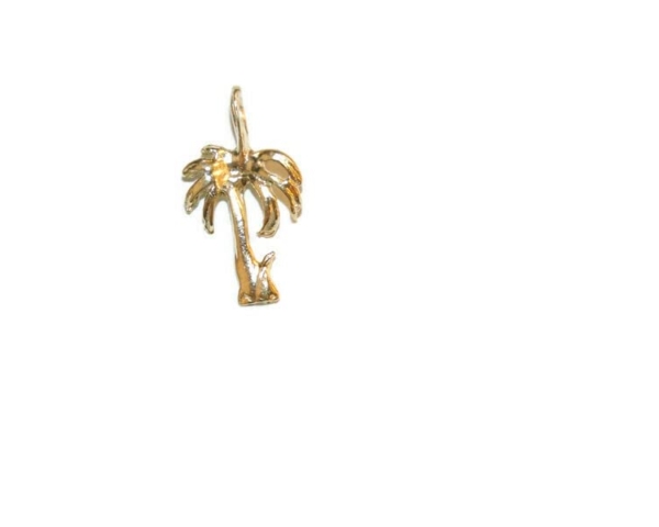 Tiny Palm Charm Pendant 14k Yellow Gold