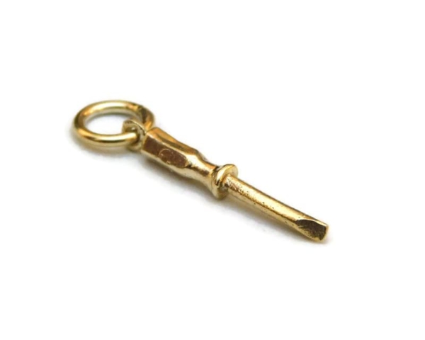 Flat Screwdriver Charm Pendant 14k Yellow Gold