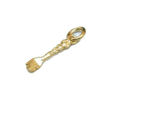 Fancy Fork Charm Pendant 14k Yellow Gold