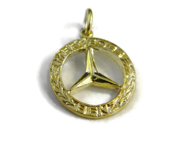 Small Mercedes Logo Pendant 14k Yellow Gold
