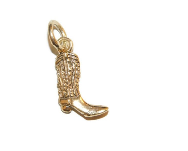 Cowboy Boot #5 Charm Pendant 14k Yellow Gold