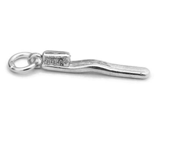 Small Tooth Brush Charm Pendant .925 Sterling Silver!!