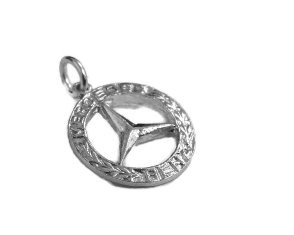 Small Mercedes Logo Pendant .925 Sterling Silver