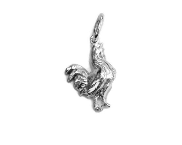 Small Rooster Charm Pendant .925 Sterling Silver!!