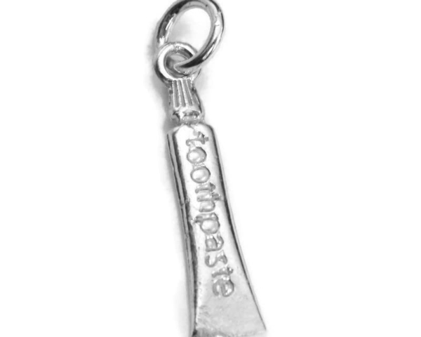Small Tooth Paste Charm Pendant .925 Sterling Silver!!