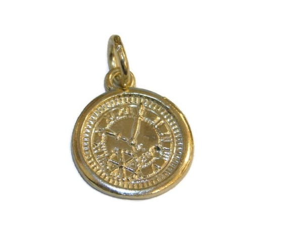 Clock #4 Pendant 14k Yellow Gold