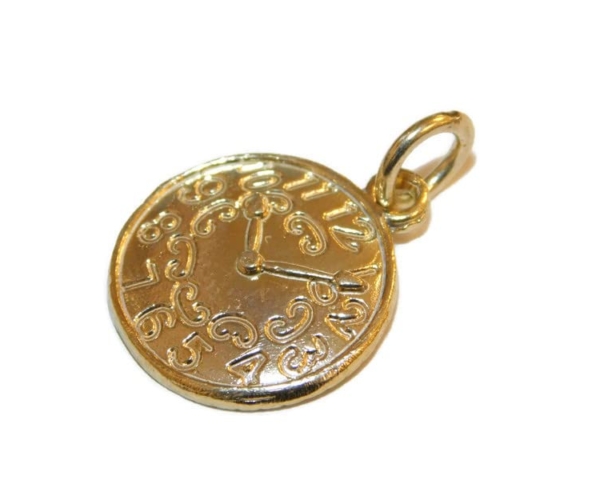 Clock #6 Pendant 14k Yellow Gold!!