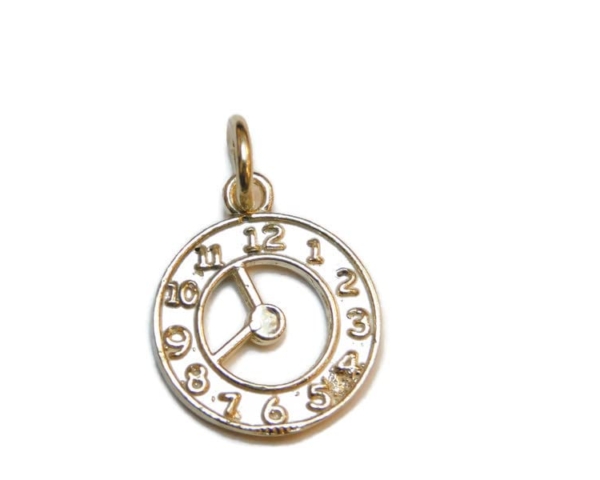 Clock #5 Pendant 14k Yellow Gold