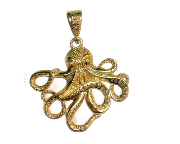 Large Octopus Pendant 14k Yellow Gold!!