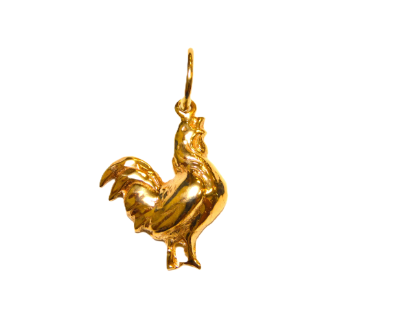 Small Rooster Charm Pendant 14k Yellow Gold