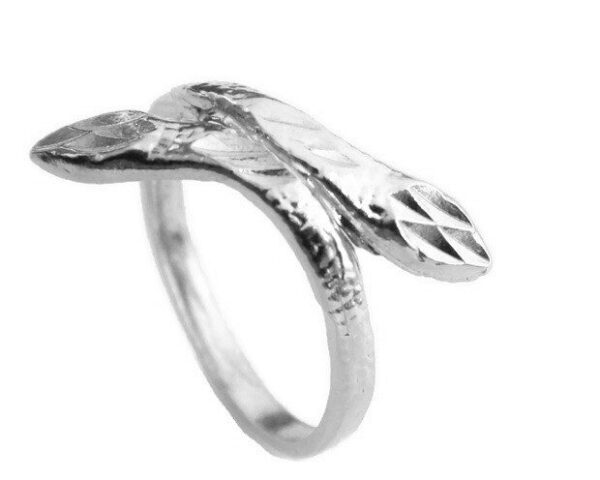 .925 Sterling Silver Double-Head Snake Ring