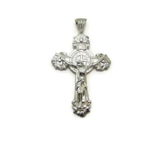 St. Benedict Crucifix Pendant Medium .925 Sterling Silver