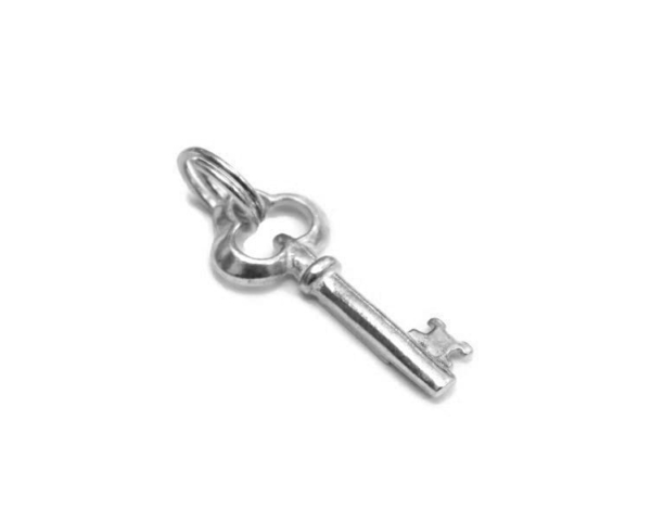 Small Skeleton Key Charm Pendant .925 Sterling Silver!!