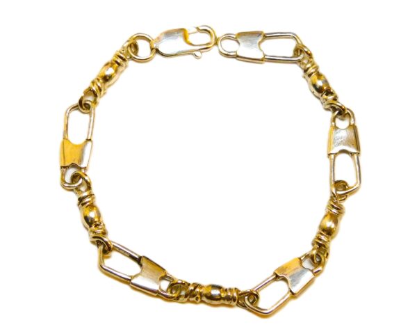 14K SOLID YELLOW GOLD FISHERS OF MEN (ACTS) LARGE LINK BRACELET