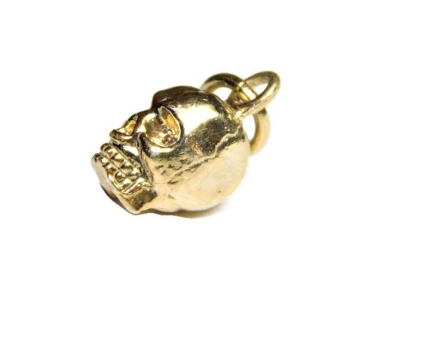 Skull Head 14k Yellow Gold Pendant Charm!!