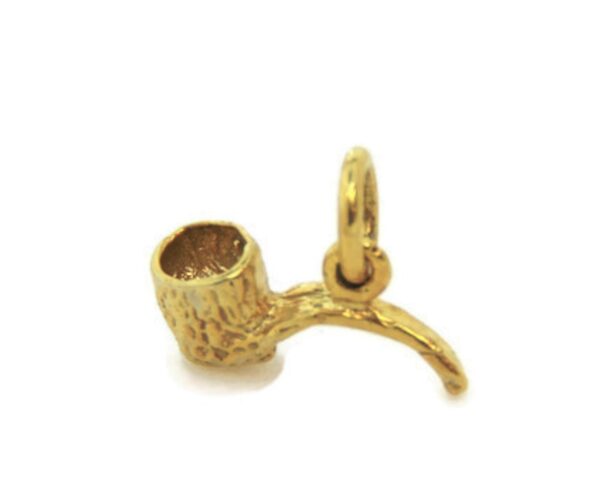 Smoking Pipe Charm Pendant Yellow Gold