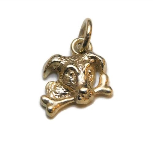 Labrador with Bone Charm Pendant 14k Yellow Gold