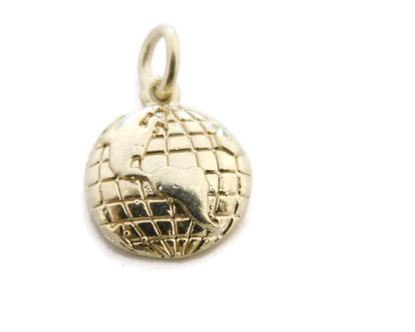 World Globe Charm Pendant 14k Yellow Gold