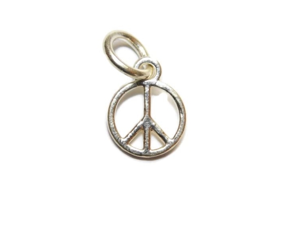 Small Peace Sign Pendant Charm 14k Yellow Gold!!