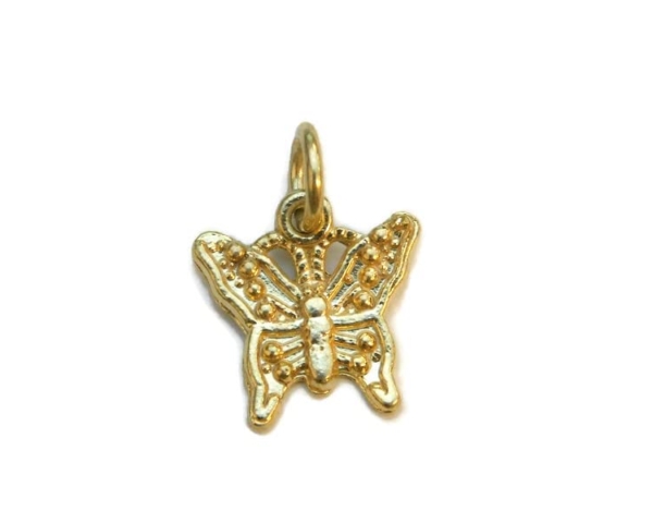 Butterfly #5 Charm Pendant 14k Yellow Gold
