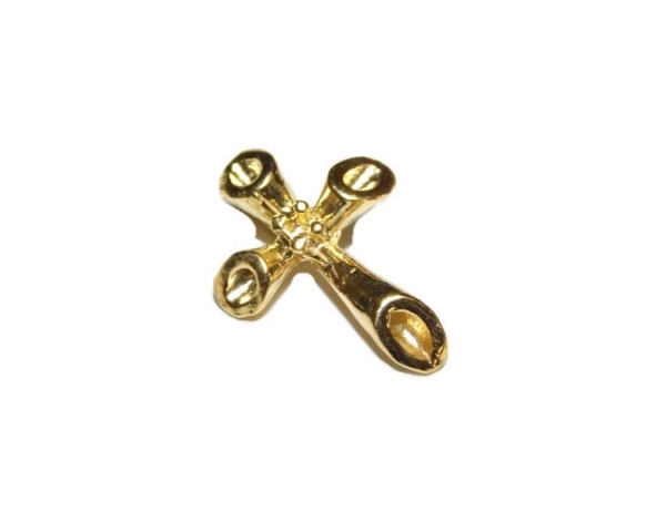 Tube Cross Pendant Charm 14k Yellow Gold