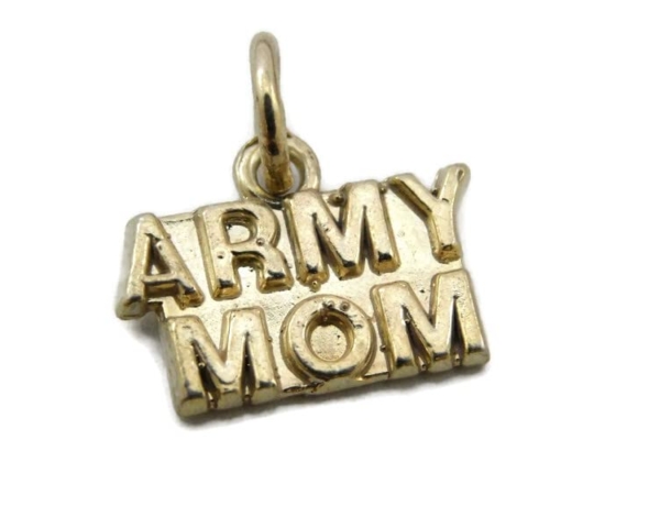 ARMY MOM Charm Pendant 14k Yellow Gold
