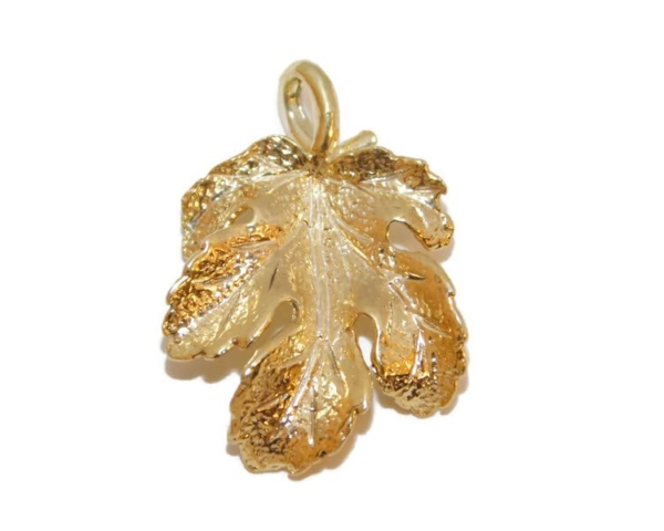 Maple Leaf Pendant Charm 14k Yellow Gold