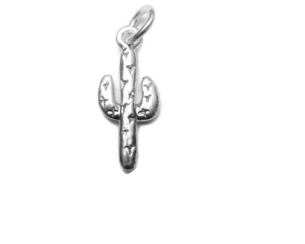 2D Cactus Charm Pendant .925 Sterling Silver